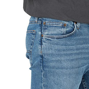 Jeans en denim droit à taille mi-haute pour homme, de haute qualité, personnalisés, style streetwear, bleu délavé, fabrication OEM, design personnalisé - Product Image 4