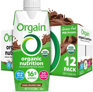 Shake protéiné nutritionnel biologique Orgain, chocolat crémeux, 11 fl oz (paquet de 12) - Product Image 1