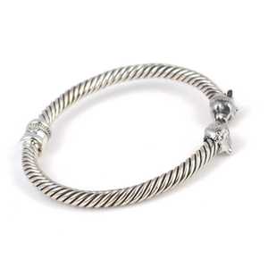 925 Sterling <b>Silver</b> Small Bear Head Twisted <b>Men</b>’s Bracelet | Spring Lock Handmade Turkish Jewelry - Product Image 4