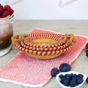 Cesta de mimbre de lujo hecha a mano, juego de bandejas, almacenamiento multicolor, ovalado, hogar, restaurante, luz, decoración del hogar, tocador, contenedor colgante de pared - Product Image 2