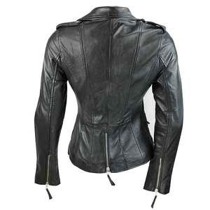 Chaqueta transpirable de satén de cuero genuino para mujer, ropa de calle ajustada, patrón bordado, prendas de vestir con logotipo personalizado - Product Image 4