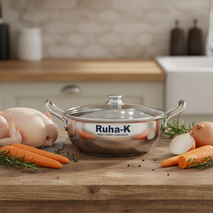 Single Piece Metal Finish Wok in 3 Sizes with Wooden Bakelite Handle Iron Frying <b>Pan</b> with Lid for Gas <b>Induction</b> Stove for Hotels - Product Image 1