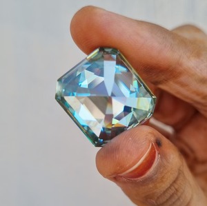 40 กะรัตสีฟ้ามรกตตัด Moissanite เพชร VVS ความชัดเจนเพชรขนาดใหญ่สีฟ้า Moissanite เพชรเหลี่ยมเพชรพลอยทําสําหรับจี้ - Product Image 6