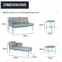 Ensemble de canapés de jardin en forme de L, meubles de patio en acier pour jardin, terrasse, villa, vente en gros