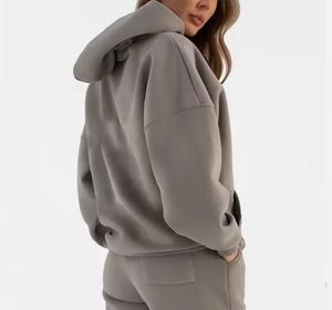 Sweat-shirt à capuche surdimensionné d'hiver pour femmes, doublure en polaire brodée 3D, sweat-shirt chaud et confortable avec logo sur le devant pour temps froid - Product Image 2