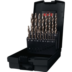 ULTIMATECUT FS Spiral <b>Drill</b> <b>Bit</b> Set RUKO HSS-Co5 Gold 19-Piece Multipurpose <b>Bits</b> DIN 338 Nominal 1-10 X 0.5 mm Plastic <b>Case</b> - Product Image 1