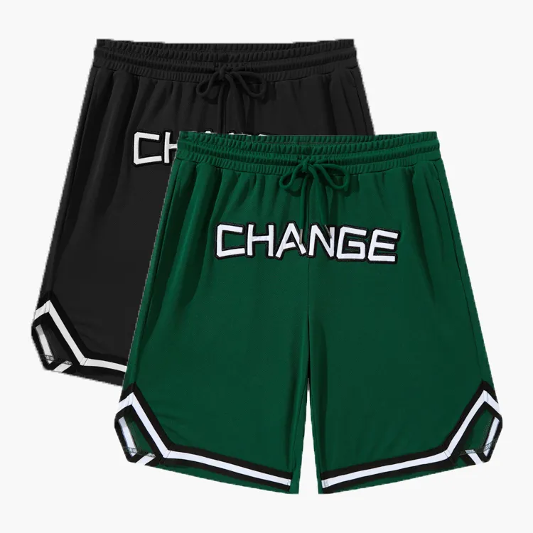 Shorts de basquete masculino de malha bordado personalizado para homens, shorts esportivos respiráveis personalizados