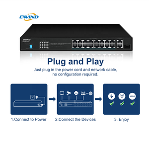 OEM 300m 120W 18 พอร์ตกล้องวงจรปิดไม่จัดการเครือข่ายที่จัดการ Ethernet PoE สวิตช์สําหรับกล้อง <span class=keywords><strong>Hikvision</strong></span> IP - Product Image 5