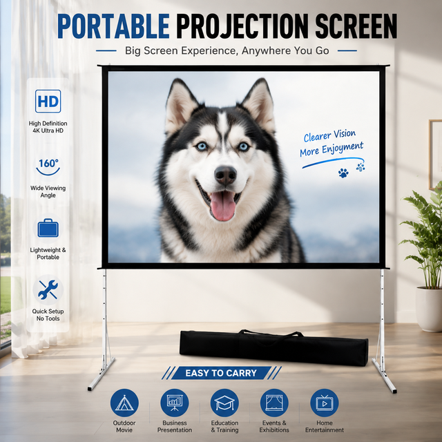 Large Outdoor Portable Projection Screen Fast Folding Front Rear PVC Electric Matte White 3D 4K Home