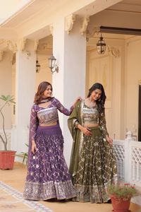 Lehenga choli ชุดงานเย็บปักถักร้อยที่ทันสมัยราคาดีที่สุดชุดปาร์ตี้งานแต่งงานอินเดียปากีสถานชุดผ้าไหมทำจากผ้าไหม - Product Image 4