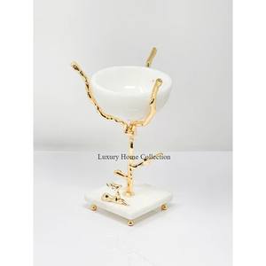 Quemador de incienso hecho en mármol de diseño atractivo más demandado con soporte y soporte de incienso de diseñador floral de color dorado de la India - Product Image 2