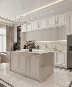 Gabinetes de Cocina Modernos de MDF con Acabado Mármol, Personalizados, Estilo Shaker Blanco, con Encimera Laminada, Juego de Muebles para Comedor - Product Image 4