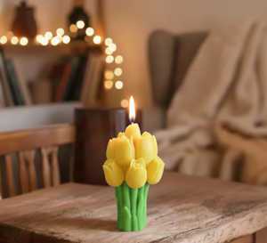 Bouquet de tulipes en bougie à prix de gros, bougie décorative parfumée faite à la main pour les mariages, la décoration de la maison et les cadeaux, bougies créatives - Product Image 4