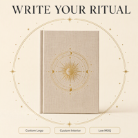 LABON Journal hebdomadaire personnalisé A5 pour vos rituels, couverture rigide en lin, dorure à chaud, phases solaires célestes, mise en page intérieure personnalisée