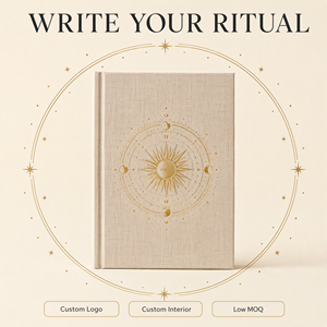 Diario Semanal Personalizado LABON A5, con Tapa Dura de Lino, Detalles en Dorado, Fases Solares Celestiales, Diseño Interior Personalizado - Product Image 1