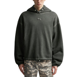 Sudadera con capucha de algodón pesado 100% de gran tamaño para hombre de lujo, hecha a medida, teñida Lisa para invierno, sudaderas con capucha para hombre al por mayor - Product Image 5