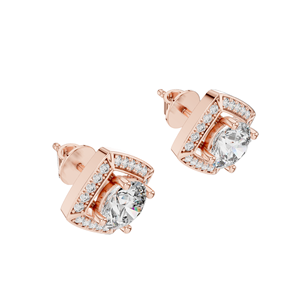 2.98 CT Lab-Grown VVS-VS EF CVD Diamond <b>Earrings</b> <b>Halo</b> Design 18KT, 14KT, 10KT Gold & 925 Silver Rose, Yellow, White Gold - Product Image 4