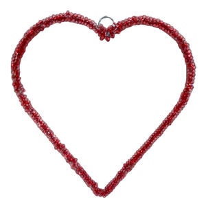 Maison et décoration de noël artisanat fait à la main fer/perles suspendus coeur tenture murale décor nickelage - Product Image 1