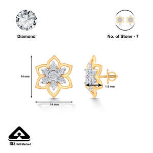 Boucles d'oreilles créoles en or jaune 14 carats avec diamants pour fiançailles - Product Image 5