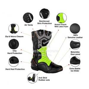 Bottes de moto imperméables Bottes de course Chaussures de moto respirantes en cuir d'équitation Moto et course automobile Moto personnalisée - Product Image 6