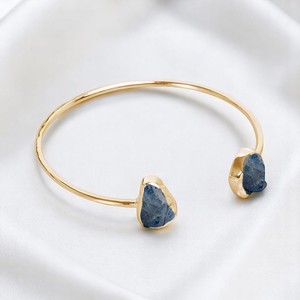 Sapphire Rough Gemstone <b>Adjustable</b> Cuff Bangle Jewelry For Women - Product Image 1