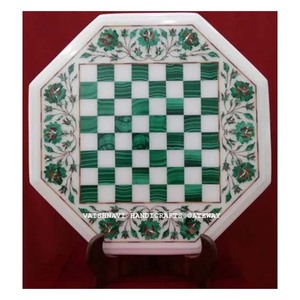 Dernière production indienne naturelle malachite pierre polie artisanat échiquier marbre décoration de la maison jeu d'échecs - Product Image 1