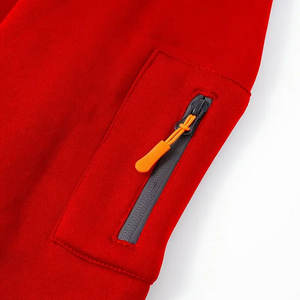 เสื้อฮู้ดสวมหัวแนวสปอร์ตลำลองสีพื้นซิปไตรมาสแบบปกติผ้าโพลีเอสเตอร์100% ยืดได้เล็กน้อยสำหรับกีฬากลางแจ้ง - Product Image 4