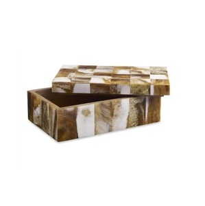 Caja de almacenamiento de decoración de boda de lujo con incrustaciones de hueso acabado caja de joyería de tamaño estándar para almacenar collar brazalete conjunto - Product Image 1