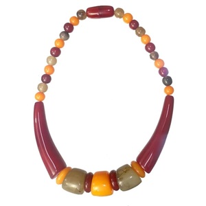 Fancy Bohemian Resin <b>Beaded</b> <b>Necklace</b> With Natural Stone Accents Multicolor Statement Jewelry Unisex Fashionable Accessory - Product Image 1