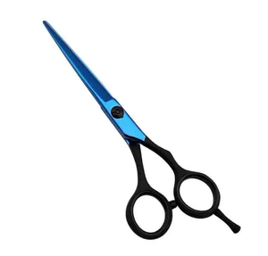 Top Quality Barber <b>Hair</b> <b>Cutting</b> <b>Scissors</b> Blue Color Barber <b>Hair</b> Salon Metal Steel <b>Scissors</b> With Adjustable Finger Rest - Product Image 1