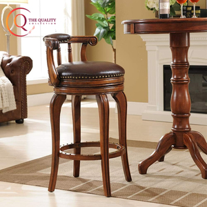 Tabouret de luxe en cuir cuisine pivotante en bois moderne pas cher tabouret haut chaise de bar disponible en forme et taille personnalisées - Product Image 2