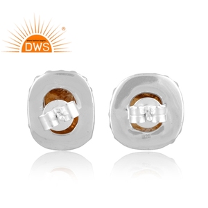 Pendientes de tuerca de piedras preciosas citrino natural de plata de ley fina más vendidos, fabricante de joyería personalizada - Product Image 4