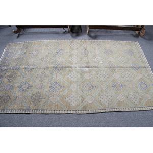 Tapis de 4,2 x 7,1 pieds, tapis vintage, tapis à motifs floraux bleus - Product Image 3