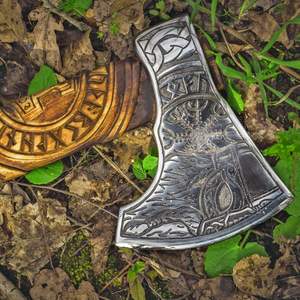 Hacha Tomahawk de Acero de Damasco de Doble Hoja, Grado Industrial, Personalizada, OEM/ODM, con Funda para Cortar Madera, Alta Calidad - Product Image 3