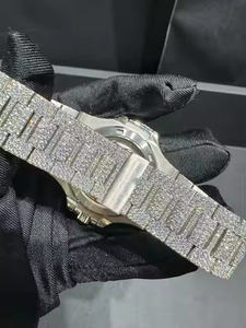 Montre de luxe pour homme en moissanite et diamant avec mouvement à quartz de précision, en acier inoxydable, montre de cérémonie - Product Image 5
