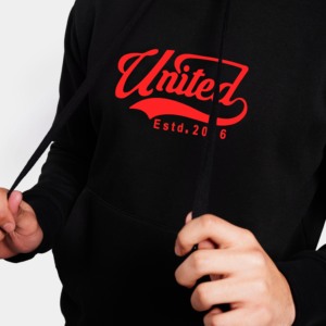 Sweat à capuche court noir 100 % coton United en tissu French Terry, broderie 3D et impression sérigraphiée à motif uni - Product Image 6