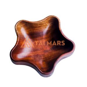 Assiette de collation de fruits en bois massif irrégulière de haute qualité grandes assiettes de service à salade en bois bols en bois de ruber TAIMARS - Product Image 1