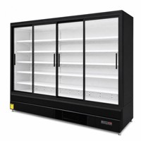 Réfrigérateur commercial FULLKOOL pour supermarchés et magasins de proximité, avec portes coulissantes vitrées verticales, température unique, pour boissons, numérique