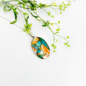 Bijoux vintage faits à la main pour femmes pierres précieuses naturelles lunette-ensemble cuivre Mojave argent plaqué laiton pendentif cristal de guérison - Product Image 5