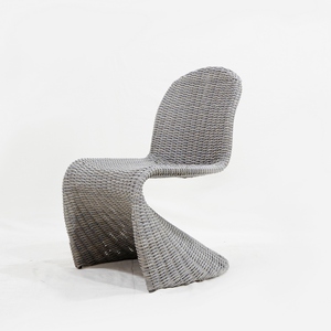 Modern Outdoor Single <b>Chair</b> with Metal Frame and Grey Reflective Woven Rope for Patio, <b>Garden</b> and Balcony - Product Image 1