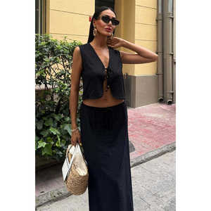 Ensemble veste et jupe longue à nouer devant avec haut 10192 - Product Image 2