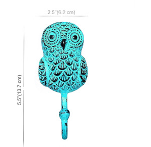Aqua Green Distressed Hand Craft Owl Wall <b>Coat</b> & Hat <b>Hooks</b> Keychain Hanger - Product Image 3