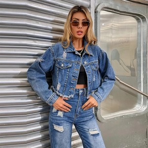 Chaqueta vaquera desgastada de algodón 100% personalizable con estilo para mujer, pantalones vaqueros transpirables con capucha y decoración de remaches, nuevo diseño Penal - Product Image 6