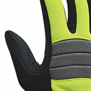 High Visibility Green Black Mechanic Gloves Anti-Slip Fire Grip Reliable Leather Work Safety Gloves with OEM Service - Product Image 6