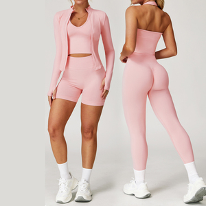 2025 personnalisé Yoga Gym Leggings ensembles femme haute qualité vêtements de sport Fitness 2 pièces Gym fermeture éclair veste et Leggings ensemble pour les femmes - Product Image 1