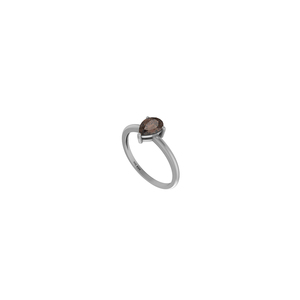 Anillo apilable de Plata de Ley 925, ajuste de punta, piedra preciosa de cuarzo ahumado, pera, forma redonda y ovalada, moda Unisex - Product Image 1