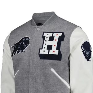 Veste universitaire vintage personnalisée Howard University, patchs brodés HBCU, fermeture à double boutonnage, toile imperméable lavée - Product Image 3