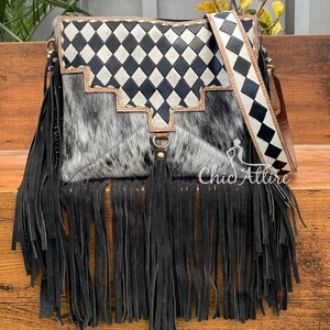 Brand New Designer Luxury Classic Manufacturer Checkered Fringe <b>Handbags</b> Custom Logo Cowhide Leather Shoulder Bag for Women's - Product Image 1