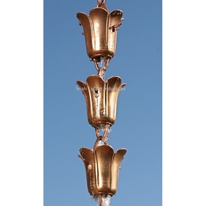 โซ่ฝนโลหะทำจากทองแดงสำเร็จรูปอุปกรณ์ในสวนรางน้ำฝนแบบแขวนในน้ำ - Product Image 4