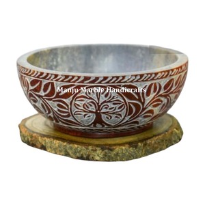 New Traditional Classic Design Hand Curved Product Soapstone Carving Bowl With Round Shape For Home And Hotel Decorations Tools - Product Image 4